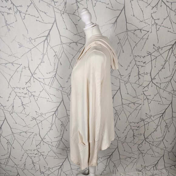 Splendid Beige Micro Modal Blend Waffle Knit Hooded Cardigan - Picture 4 of 8